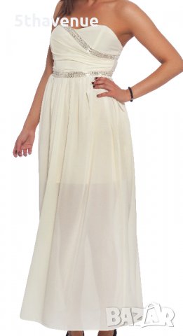 TFNC Нова Елегантна Официална Дълга Рокля с Бюстие и Пайети в цвят Шампанско