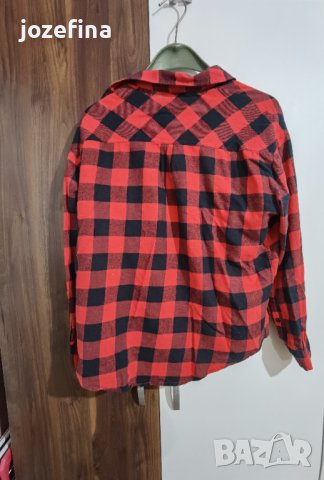 Риза дамска бархетна червено и черно каре, снимка 2 - Ризи - 43330647