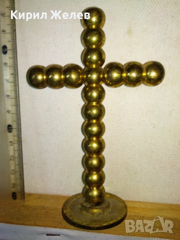 Стар СТИЛЕН МАСИВЕН МЕСИНГОВ НАСТОЛЕН КРЪСТ МНОГО КРАСИВ ТЕЖЪК За ДОМА / КОЛЕКЦИЯ 42646, снимка 7 - Декорация за дома - 43827875