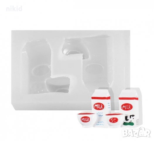 Milk Мляко кутия купичка силиконов молд форма фондан шоколад смола гипс , снимка 1 - Форми - 33358837
