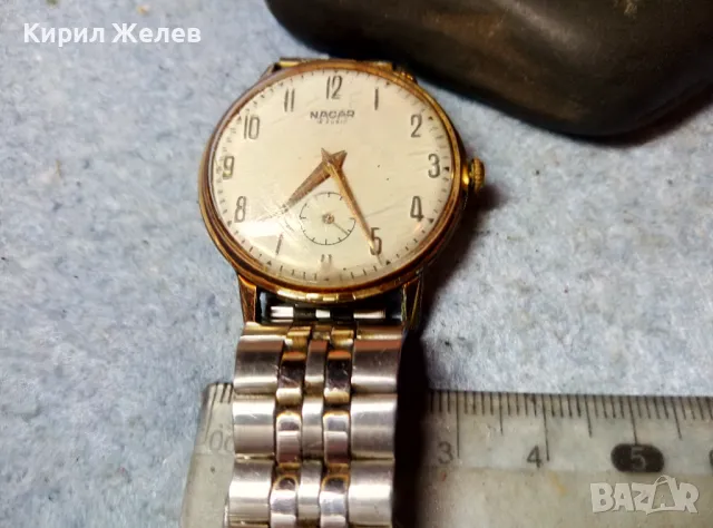 NACAR 18 RUBIS PLAQUE G10 Стар ЛУКС МОДЕЛ ШВЕЙЦАРСКИ ЧАСОВНИК с ПОЗЛАТА 10 МИКРОНА РАБОТЕЩ 214851, снимка 12 - Антикварни и старинни предмети - 48275689