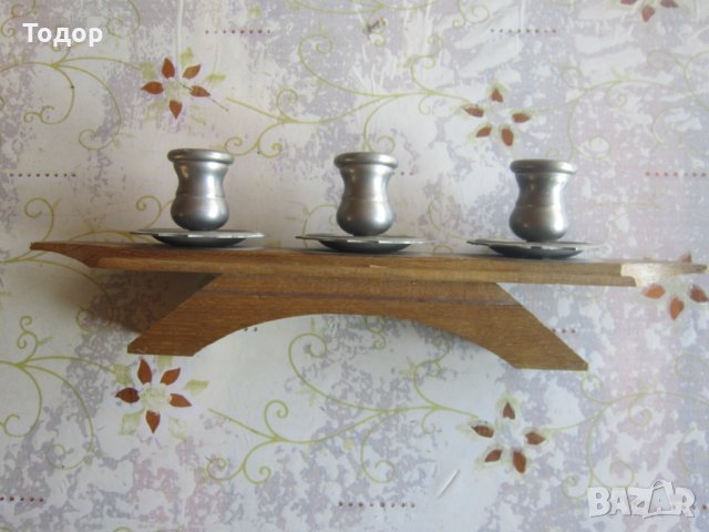 Страхотен свещник дърво и калай, снимка 3 - Колекции - 27195286