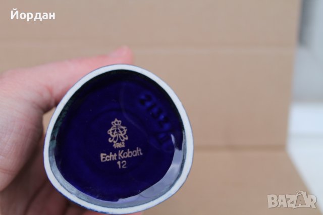 Порцеланова Немска ваза цвят кобалт, снимка 7 - Антикварни и старинни предмети - 44050241