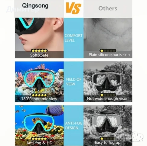 Комплект за гмуркане, шнорхелинг с плавници, маска и шнорхел + чанта, снимка 3 - Водни спортове - 50679842