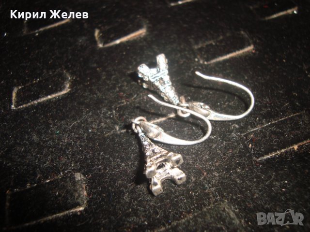 ПОСРЕБРЕНИ СКЪПОЦЕННИ ОБЕЦИ АЙФЕЛОВА КУЛА КРИСТАЛНИ 21633, снимка 10 - Обеци - 32537332