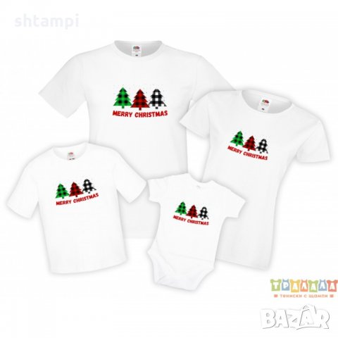 Коледни тениски Merry Christmas Buffalo Коледни елхи, снимка 4 - Тениски - 35071926