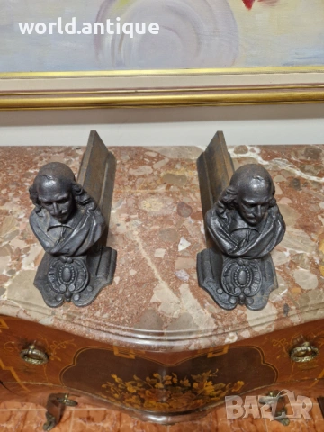 Уникални антикварни френски чугунени стойки за камина , снимка 5 - Антикварни и старинни предмети - 53139710