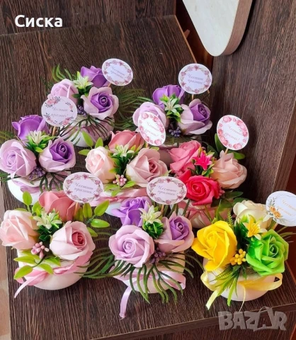 ‼️НОВО‼️За празника на жената зарадвайте дамите с керамична кашпа със сапунени цветя