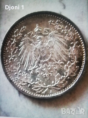 1/2 Mark Deutches Reich 1916 Silber , снимка 2 - Нумизматика и бонистика - 53201051