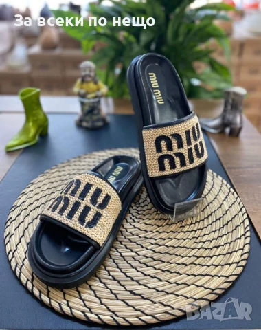 Miu Miu Дамски Чехли Миу Миу - Налични Различни Цветове Код E606, снимка 7 - Чехли - 50957638