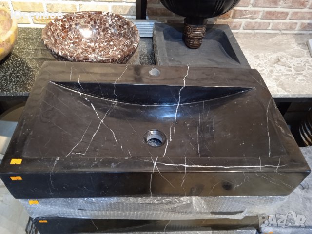 Мивка от естествен камък - черен гранит 