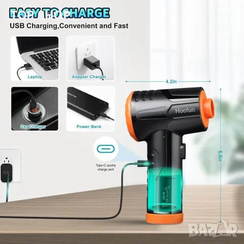 Прахосмукачка със сгъстен въздух HooFun : 100 000 об./мин., 3 скорости, снимка 10 - Прахосмукачки - 48804997