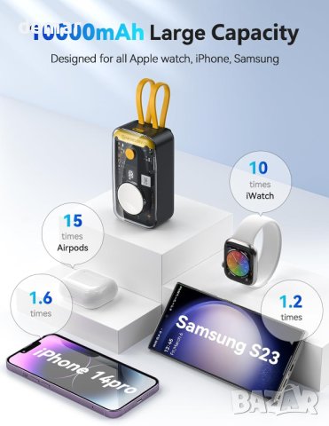 NEWDERY Power Bank за Apple Watch 9/Ultra и iРhone 10000mAh, 22.5W, снимка 2 - Външни батерии - 43217517