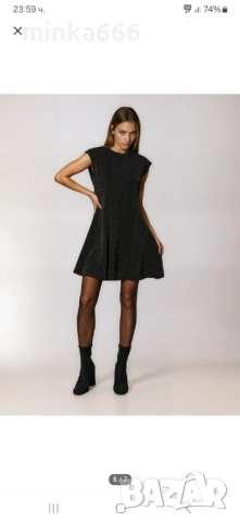 Черна празнична рокля с сребристо