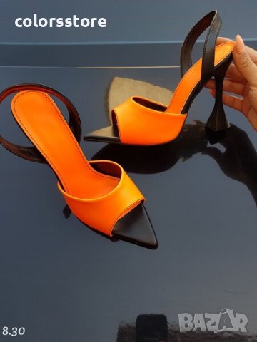 Сандали на ток - оранжеви - 8030, снимка 2 - Сандали - 37090395
