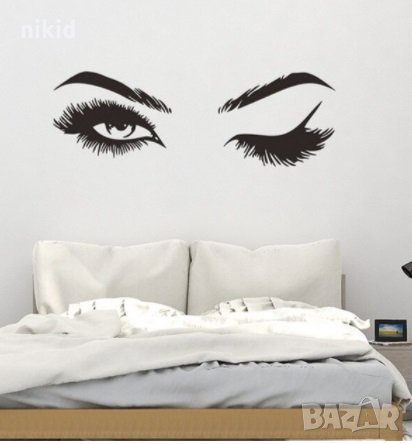Секси поглед намигане черни очи самозалепващ стикер лепенка за стена, снимка 2 - Други - 32481146