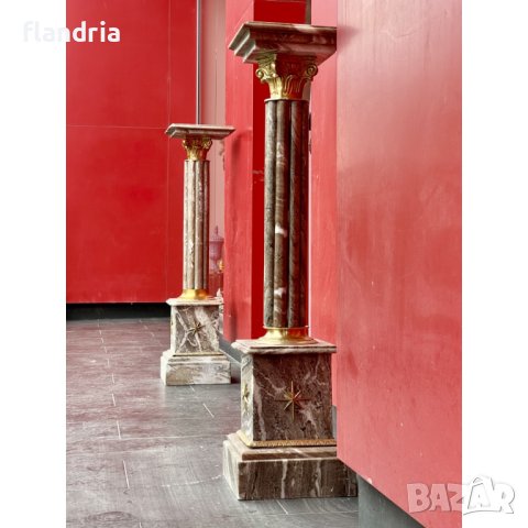 Сет мраморни колони - постамент (бежови), снимка 2 - Градински мебели, декорация  - 44065720