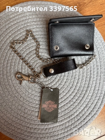 Чисто нов рокерски портфейл с метална верижка Harley Davidson от естествена кожа, снимка 4 - Портфейли, портмонета - 52276000
