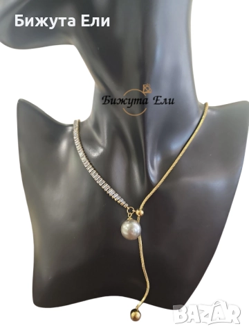 Колие стомана с перла и кристали 