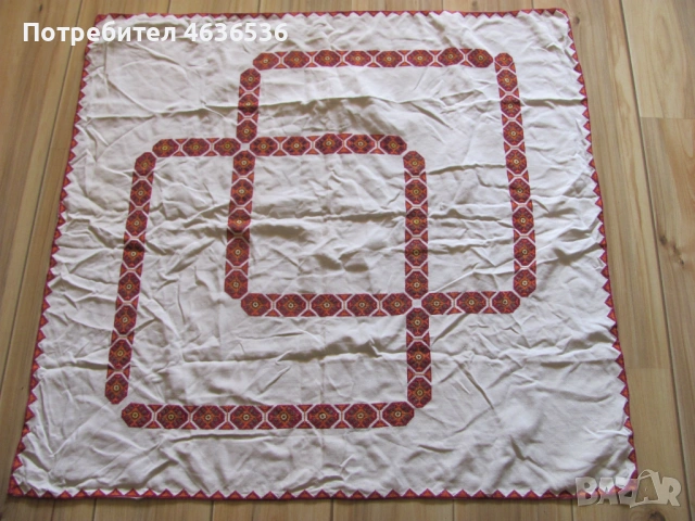Каре, покривка, ръчна бродерия, шопски мотиви 105х100см.