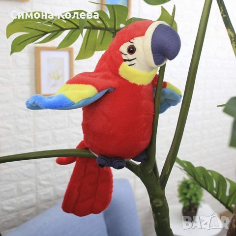 ✨Плюшена играчка говорещ папагал - 2 цвята /син, зелен, червен/, снимка 4 - Плюшени играчки - 37031454