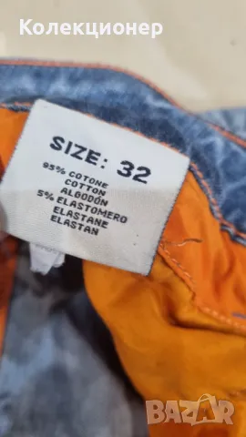 Къси мъжки дънки TMK Jeans с кръпки и връзки – размер 32, снимка 3 - Дънки - 48719665