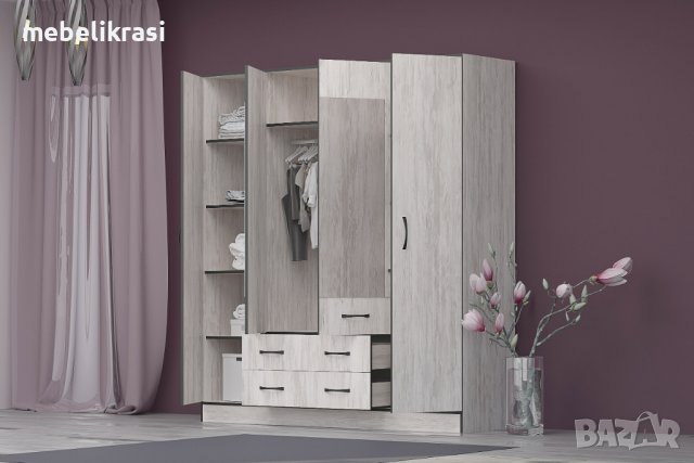 Гардероб  "Лайт"-четворка с чекмеджета и огледала., снимка 4 - Гардероби - 38615453