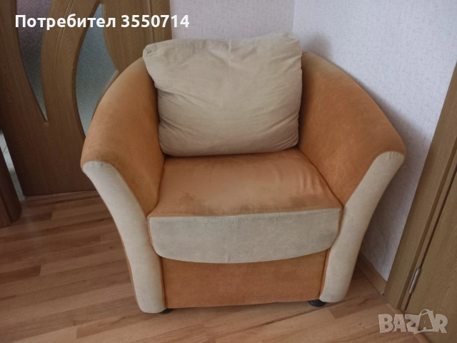 Разтегателен кръгъл диван с 2 фотьоила, снимка 16 - Дивани и мека мебел - 53583465