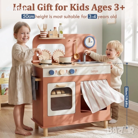 Lehoo Castle, дървена кухня за игра за 3-годишни, комплект аксесоари, снимка 2 - Образователни игри - 52678031