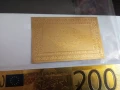 Позлатена с 24 карата злато банкнота 200 Евро със сертификат, снимка 3
