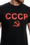 Нова черна мъжка тениска с трансферен печат СССР, Русия, снимка 2