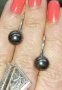 Сребърни обеци с естествени черни перли проба s925, снимка 2