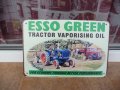 Метална табела Esso Green трактор с ремарке земеделие реколта, снимка 1 - Декорация за дома - 43765356