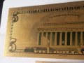 Позлатена с 24 карата злато релефна банкнота 5 долара със сертификат, снимка 8