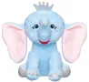 Плюшен слон в син цвят с големи уши, сребърна блестяща корона 21 см S_1212884, снимка 1