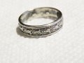 кован мъжки сребърен пръстен, Стариннен сребърен пръстен с думи към Исус в релефен надпис, снимка 1 - Пръстени - 33230470