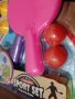 Комплект за тенис на маса с мрежа,топчета, розова и лилава хилка., снимка 4