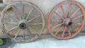 лот от две масивни колела от каруца, файтон, снимка 7