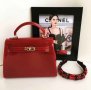 Елегантна червена дамска чанта, снимка 1 - Чанти - 38545360