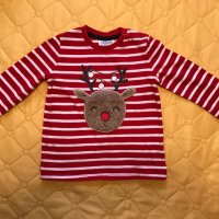 Коледна детска блуза с еленче, снимка 1 - Бебешки блузки - 39016392