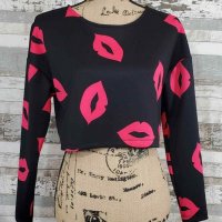 Дамска Блуза Pink Lips, снимка 4 - Блузи с дълъг ръкав и пуловери - 39581591