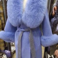 Дамско луксозно палто кашмир вълна и лисица, снимка 1 - Палта, манта - 27482041