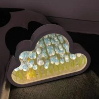 Ръчно изработена LED нощна лампа с изкуствени цветя - ЛАЛЕТА ,Направи си сам., снимка 8 - Настолни лампи - 43683300