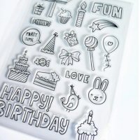 Happy Birthday рожден ден парти силиконов гумен печат декор украса бисквитки фондан Scrapbooking, снимка 1 - Други - 32785576