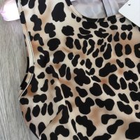 Нова разкроена рокля с леопардов принт, дължина до коляното, еластична, размер L, снимка 2 - Рокли - 39086484