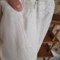 Бял ЛЕНЕН панталон,широки крачоли,висока талия- 44/46 , снимка 11 - Панталони - 40709817