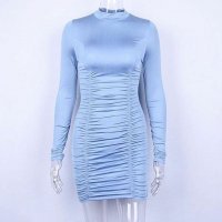 Къса синя тип бандажна рокля, снимка 3 - Рокли - 27444300