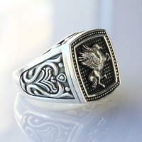 Мъжки пръстен пегас, посребрен, снимка 1 - Пръстени - 38794354