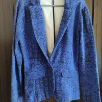 памучно синьо сако с черни орнаменти  , снимка 1 - Сака - 40625703