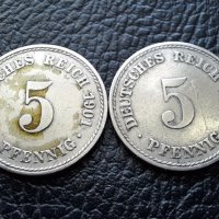 Стара монета 5 пфенига 1901 г. буква А , 2 броя - Германия- хит цена !, снимка 11 - Нумизматика и бонистика - 39724375